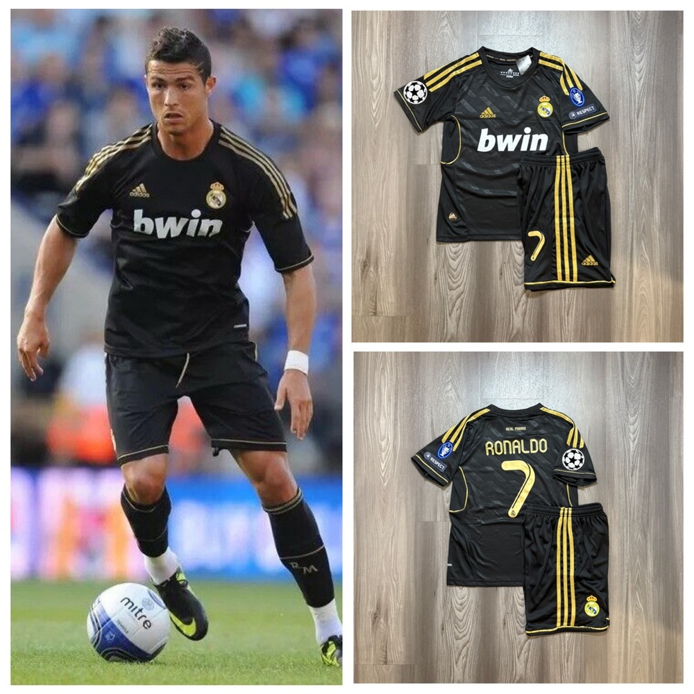 Cristiano Ronaldo #7 Real Madrid 2011-12 Away Retro Kids Soccer Kit